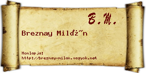 Breznay Milán névjegykártya