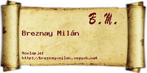 Breznay Milán névjegykártya